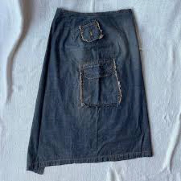 Cop Copine Vintage Y2K Denim Wrap Midi Skirt As Seen On Bella Hadid size Medium - Picture 13 of 16